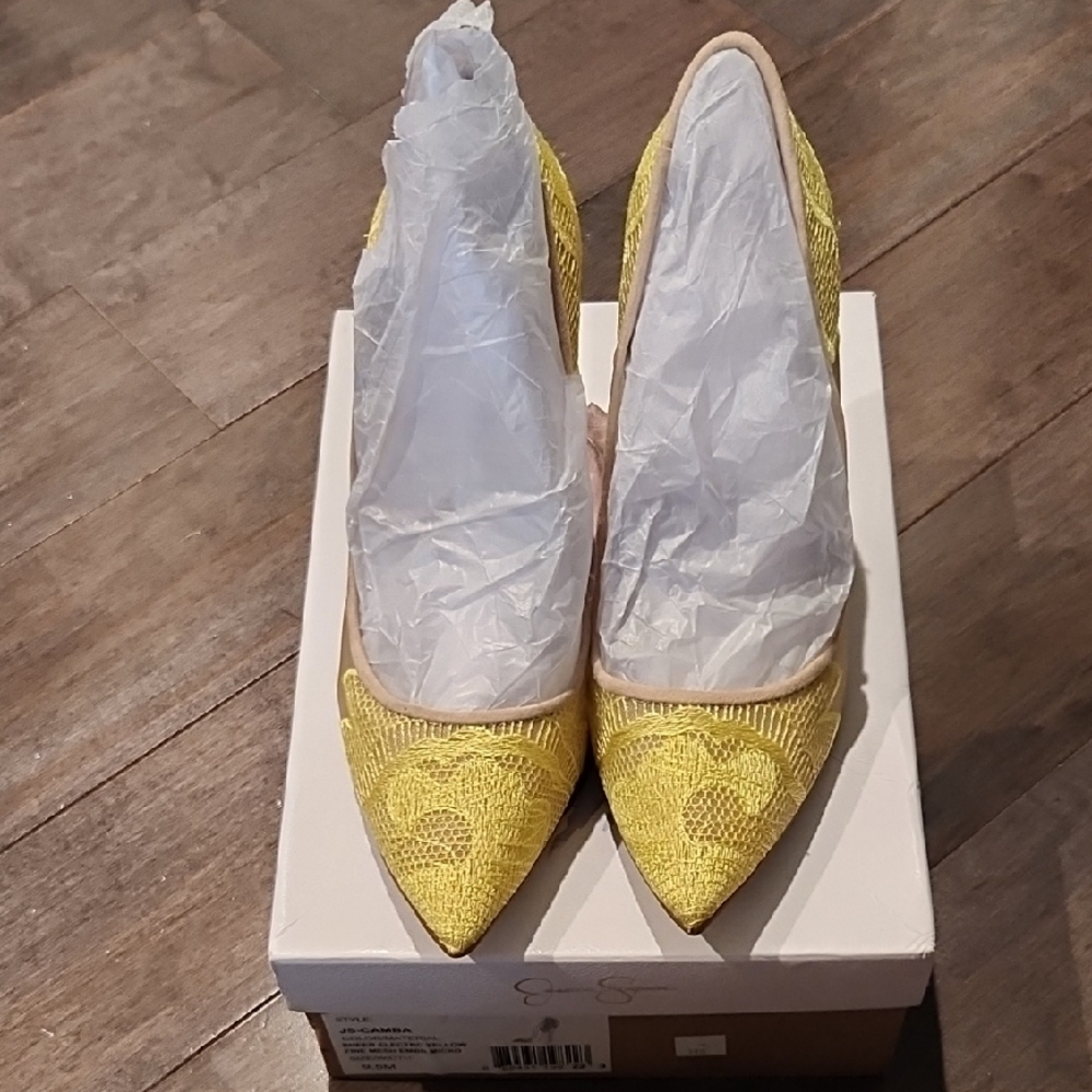Jessica Simpson Yellow Lace Heels